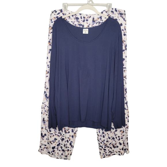 SOMA Pajama Set Women's Size XL Short Navy Blue Spots Stretchy Comfy Lounge PJs - Picture 1 of 14